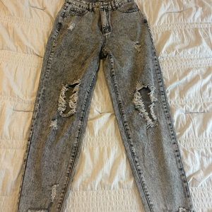 Shein grey wash mom jeans